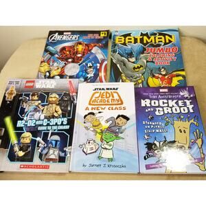 Book Marvel DC Star Wars Jedi Academy Rocket Groot Avengers Batman R2 D2 C3PO x5